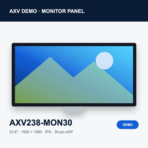 AXV238-MON30 demonstration LCD panel catalog artwork