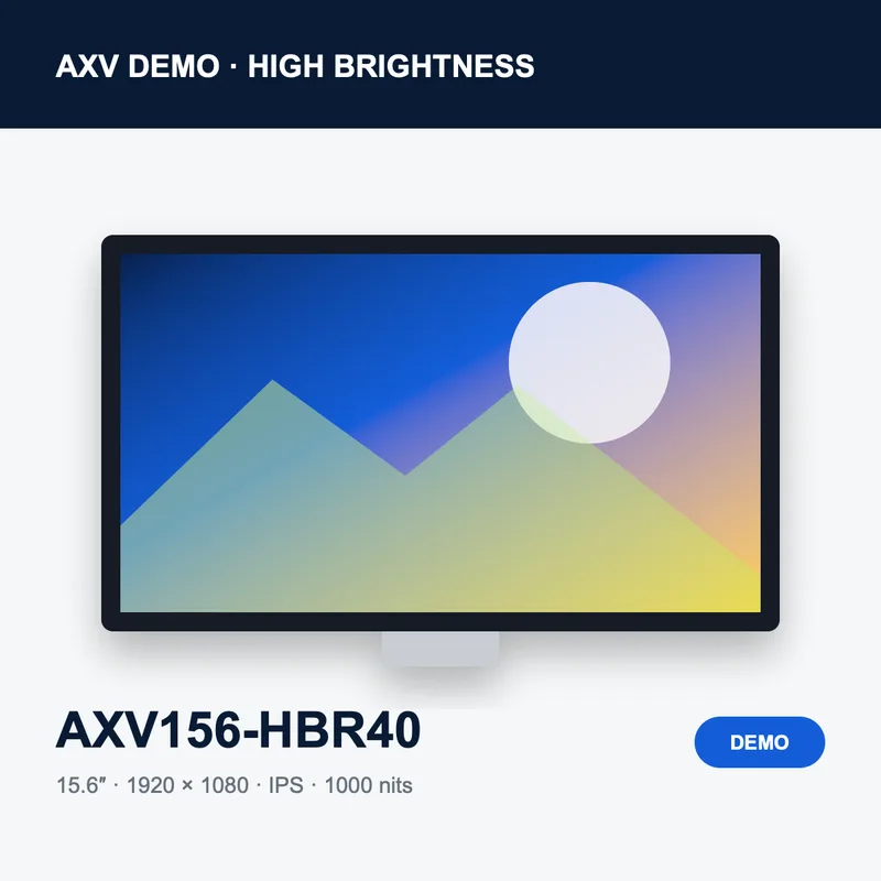 AXV156-HBR40 demonstration LCD panel catalog artwork