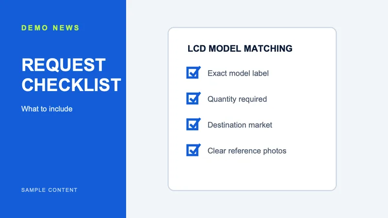 What to include in an LCD model-matching request cover