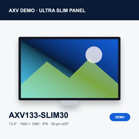 AXV133-SLIM30 demonstration LCD panel catalog artwork